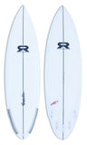 gunther rohn surfboard model the lunatic. short board with a wing and round tail.